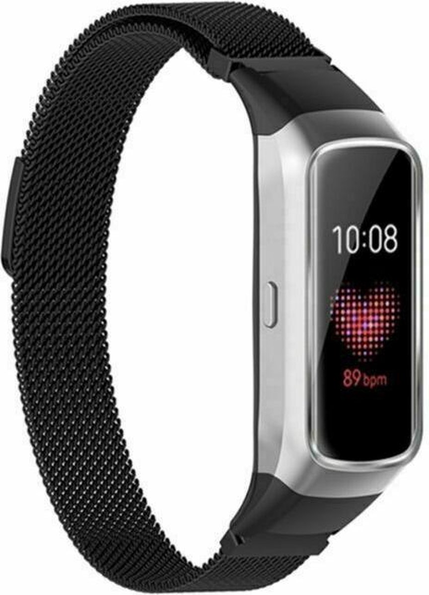 Milanees Smartwatch bandje - Geschikt voor Samsung Galaxy Fit Milanese band - zwart - Strap-it Horlogeband / Polsband / Armband