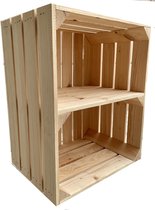 EcoDecoBox 40x30x50 Natuur Met Legplank – Houten Opberger – Ecologisch Handgemaakt Hout Doos Fruitkist Tussenplank Natuurlijk Vintage Stijl Originele Kist Nieuwe Decoratieve Meubel