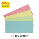 Bundel scheidingsstroken Office Basics - voor A4 105x240mm - 4 kleuren - 4 x 100 stuks