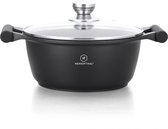 Henrethal Diepe Pot met Glazen Deksel - 34 cm - Gegoten Braadpan met Siliconen Handgrepen - CGS34M