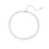 Bracelet de cheville avec pendentifs rectangulaires - Acier inoxydable - Couleur argent - 22cm
