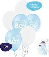 Baby Boy Ballonnen - Babyshower Jongen - Babyshower Versiering - Gender Reveal Ballonnen - Geboorte Ballonnen - Babyshower Ballonnen - Blauwe Ballonnen - Witte Ballonnen - 6 Stuks