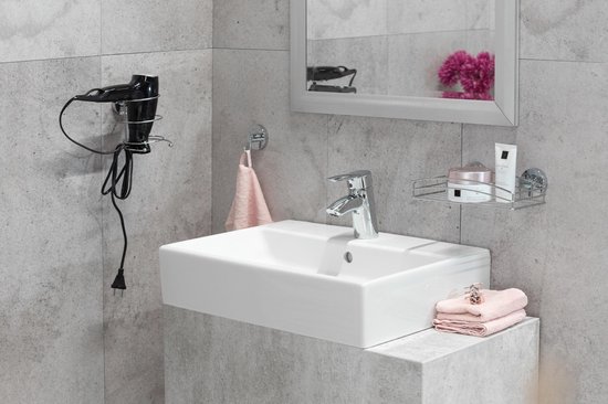 Hoekrek Mod. Vacuum-Loc® Bari, glanzend zilver, staal/kunststof Hoekrek Mod. Vacuum-Loc® Bari, glanzend zilver, staal/kunststof