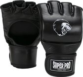 Super Pro Combat Gear Slugger MMA Handschoenen Leder Zwart/Wit Small