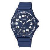 Mooi donkerblauw (sport) horloge met duidelijke wijzerplaat van Q&Q model vs16j009y geschikt om mee te zwemmen