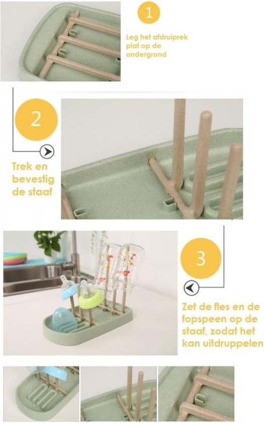 HOGA - Baby Flessenrek - Afdruiprek - Flessendroogrek baby - Babyflessen - Groen van Merkloos — afbeelding 4