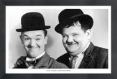 JUNIQE - Poster met houten lijst Laurel and Hardy -13x18 /Wit & Zwart