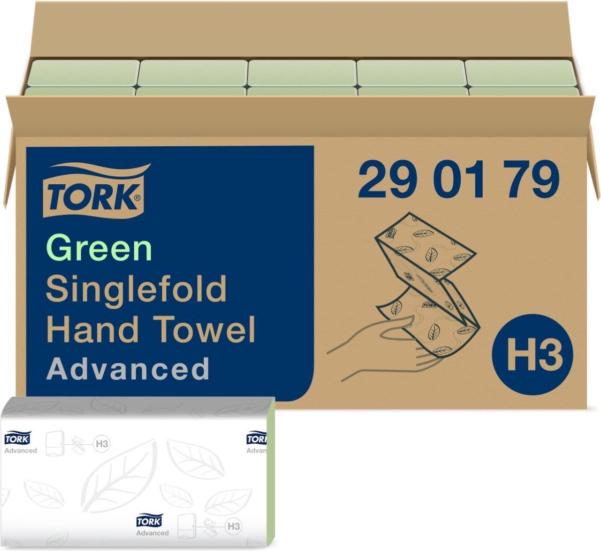 Goedkoopste Tork Green Singlefold Hand Towel 2 laags (290179