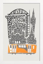JUNIQE - Poster in houten lijst Glasgow Cityscape -20x30 /Grijs &