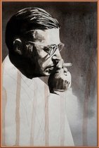 JUNIQE - Poster met kunststof lijst Jeanpaul Sartre -13x18 /Bruin &