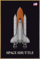 JUNIQE - Poster met kunststof lijst NASA space shuttle raket -40x60