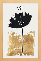 JUNIQE - Poster met houten lijst Black Poppy -13x18 /Zwart