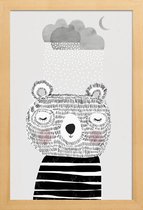 JUNIQE - Poster met houten lijst I Love Snow -13x18 /Grijs & Wit