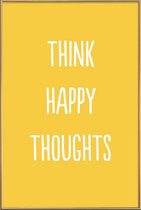 JUNIQE - Poster met kunststof lijst Happy Thoughts -30x45 /Geel