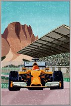 JUNIQE - Poster met kunststof lijst Formule 1 -40x60 /Blauw & Bruin
