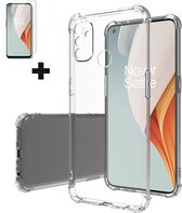 OnePlus Nord N100 Hoesje + Screenprotector- Clear Soft Case - Siliconen Back Cover - Shock Proof TPU - Transparant