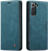 CaseMe - Samsung Galaxy S21 FE Hoesje - Wallet Book Case - Magneetsluiting - Blauw