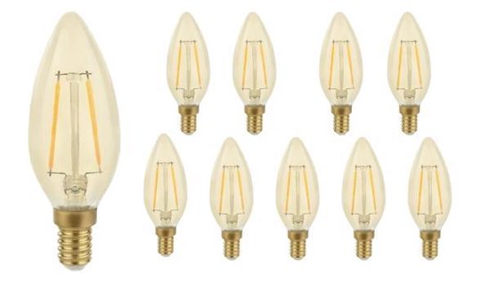 LCB - Voordeelpak 10 stuks - E14 LED lamp - C35 - dimbaar - 4W vervangt 35W - 1800K extra warm wit licht