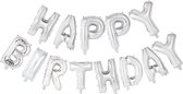 Folie Letter ballon 'Happy Birthday' Zilverkleurig.