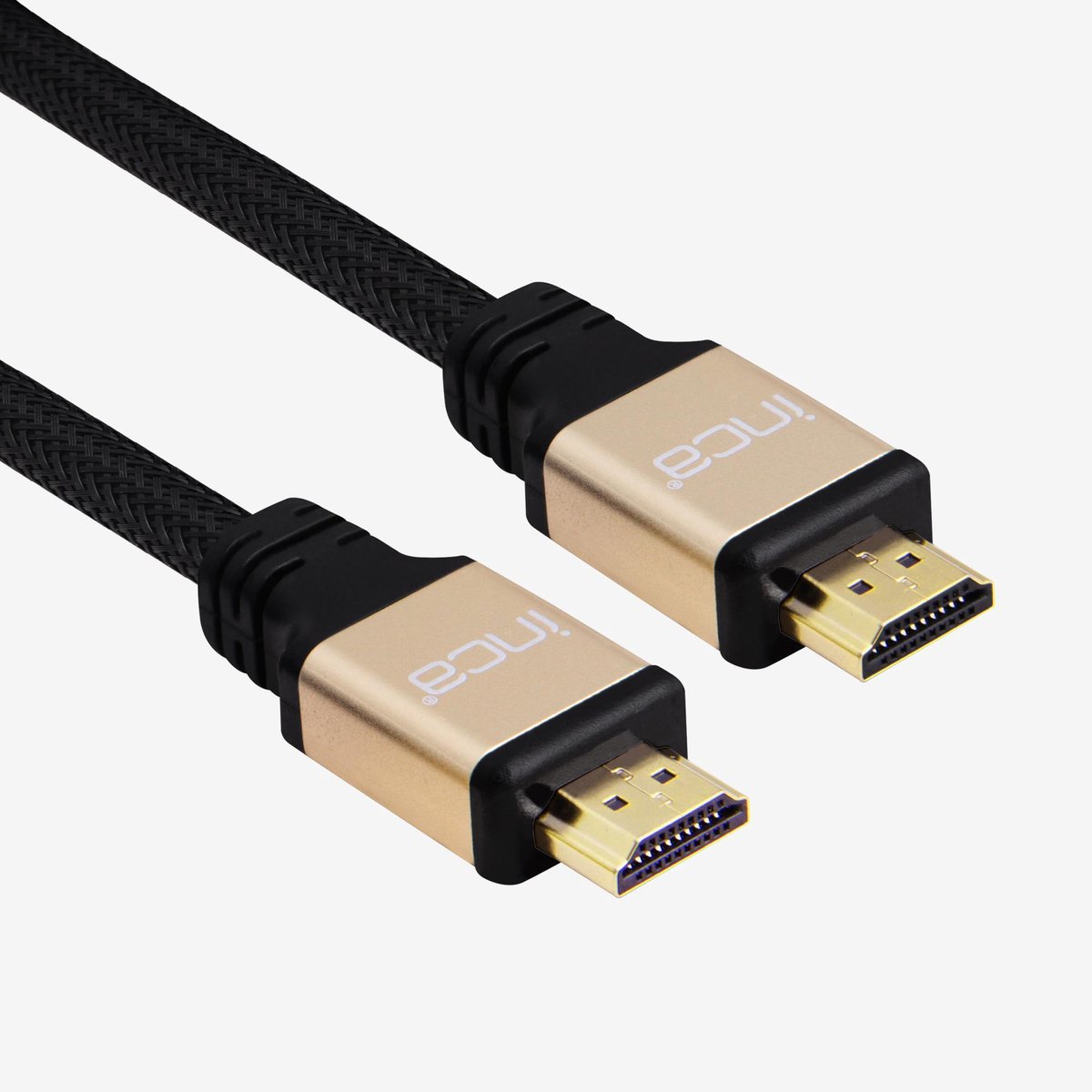 BasicTeQ: INCA IHD-02TX HDMI to HDMI Versie 2.0 - 2 meter Goud verguld - 4K LED / OLED / Curved / 3D LED / Plasma TV's 4K 4069x2160 resolutie.