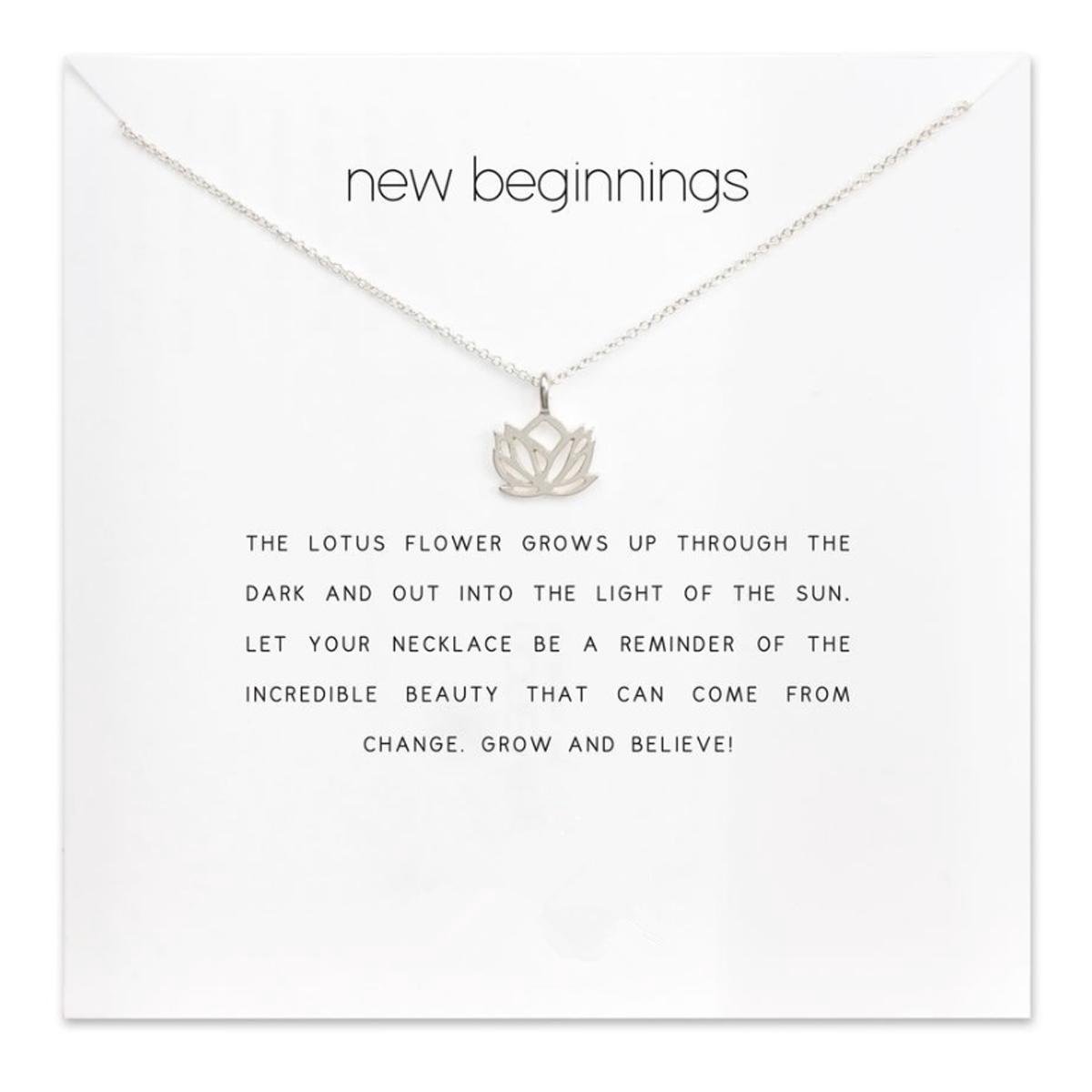 Victorious Dames Ketting – Zilveren Lotus Bloem – Zilver – 44cm