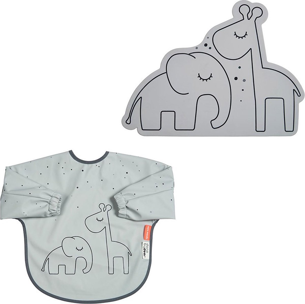 Goedkoopste Done By Deer Slabbetje Met Lange Mouwen Met Placemat Grijs