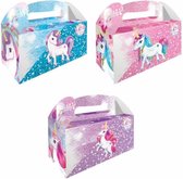 12 stuks menubox - traktatie box - lunch box unicorn eenhoorn 22.5 x 9.5 x 18 cm