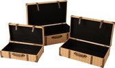J-Line Set Van 3 Koffers Rechthoek Hout Beige/Bruin