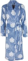 Medaillon - dames badjas - fleece - Licht Blauw - Maat XL