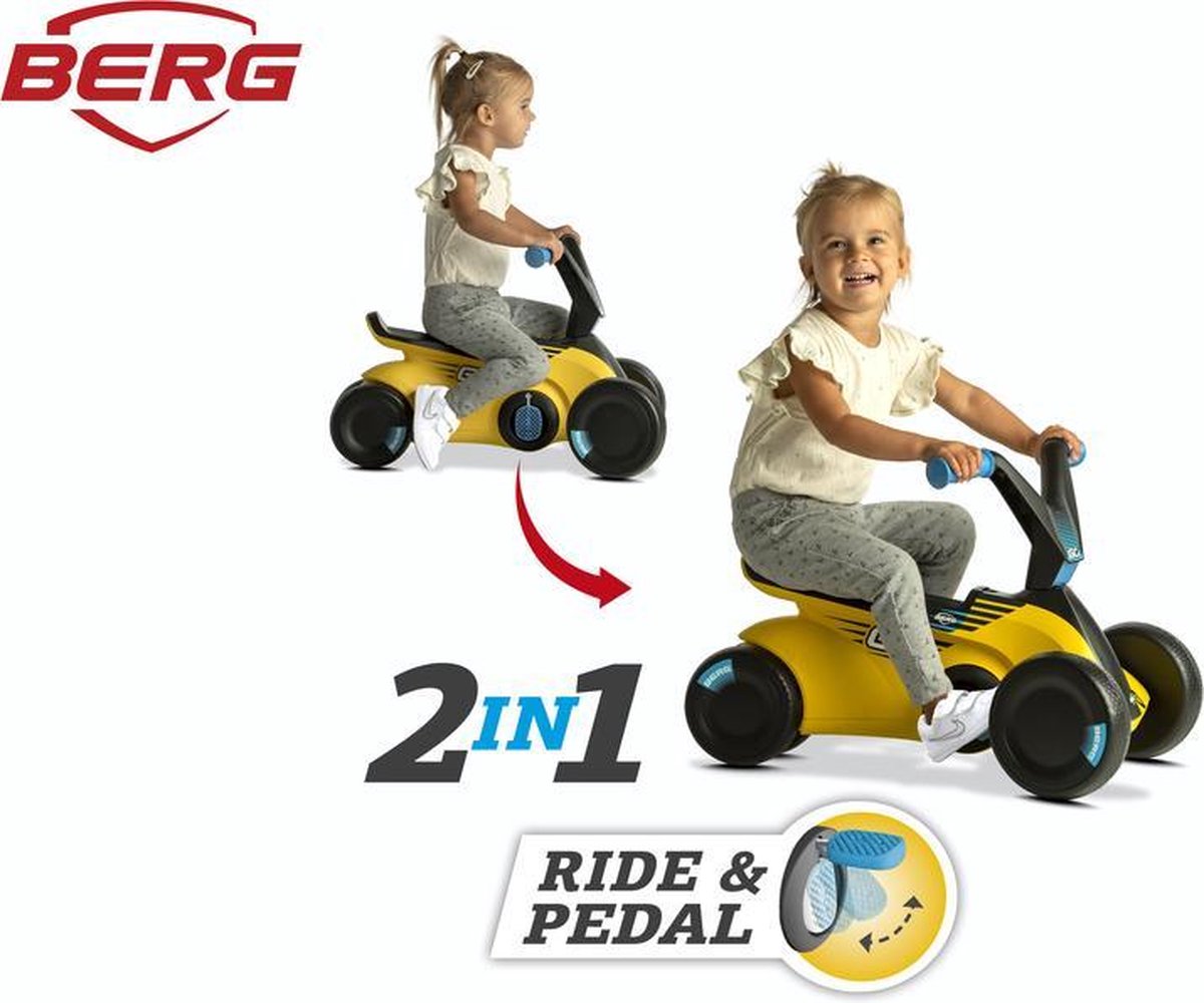 BERG GO2 SparX Loopauto en Trapauto - Speelgoed vanaf 1 jaar - Uitklapbare pedalen - 10 tot 30 maanden - Geel — afbeelding 9
