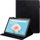 Voor Lenovo M10 X605F/X505F Peacock Tail Embossing Patroon Horizontale Flip Lederen Case met Houder & Kaartsleuven & Portemonnee & Anti-Slip Strip (Zwart)