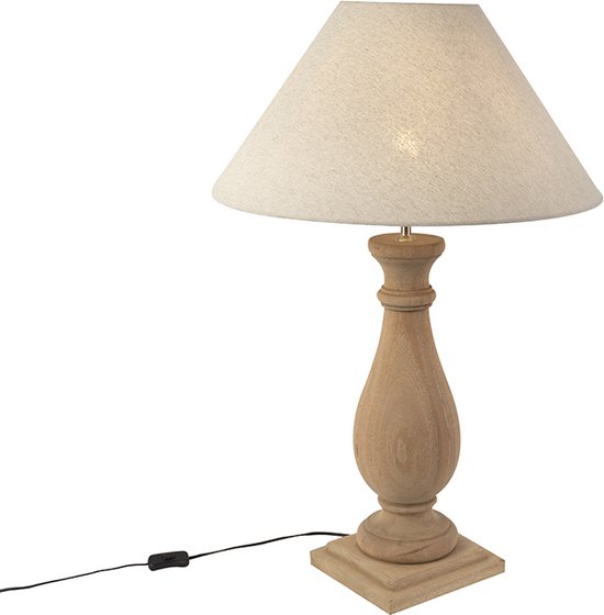 QAZQA burdock tl - Landelijke Tafellamp met kap - 1 lichts - H 850 mm - Beige - Woonkamer | Slaapkamer