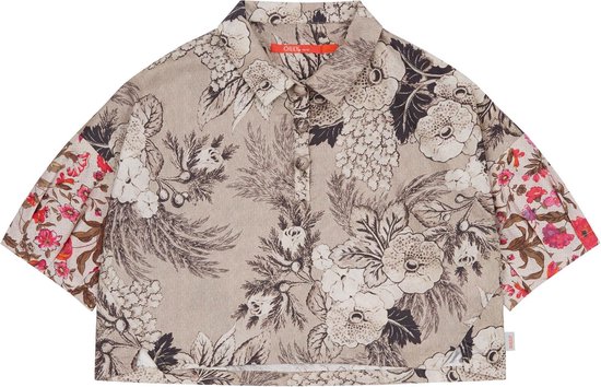 Boot short sleeve blouse 04 antique flower brown Grey Melange: 140/10yr