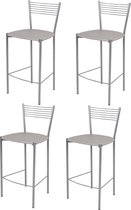 Tommychairs Elegance - Eetkamerstoelen - Set van 4 - Chroom & Cappuccino - Kunstleer