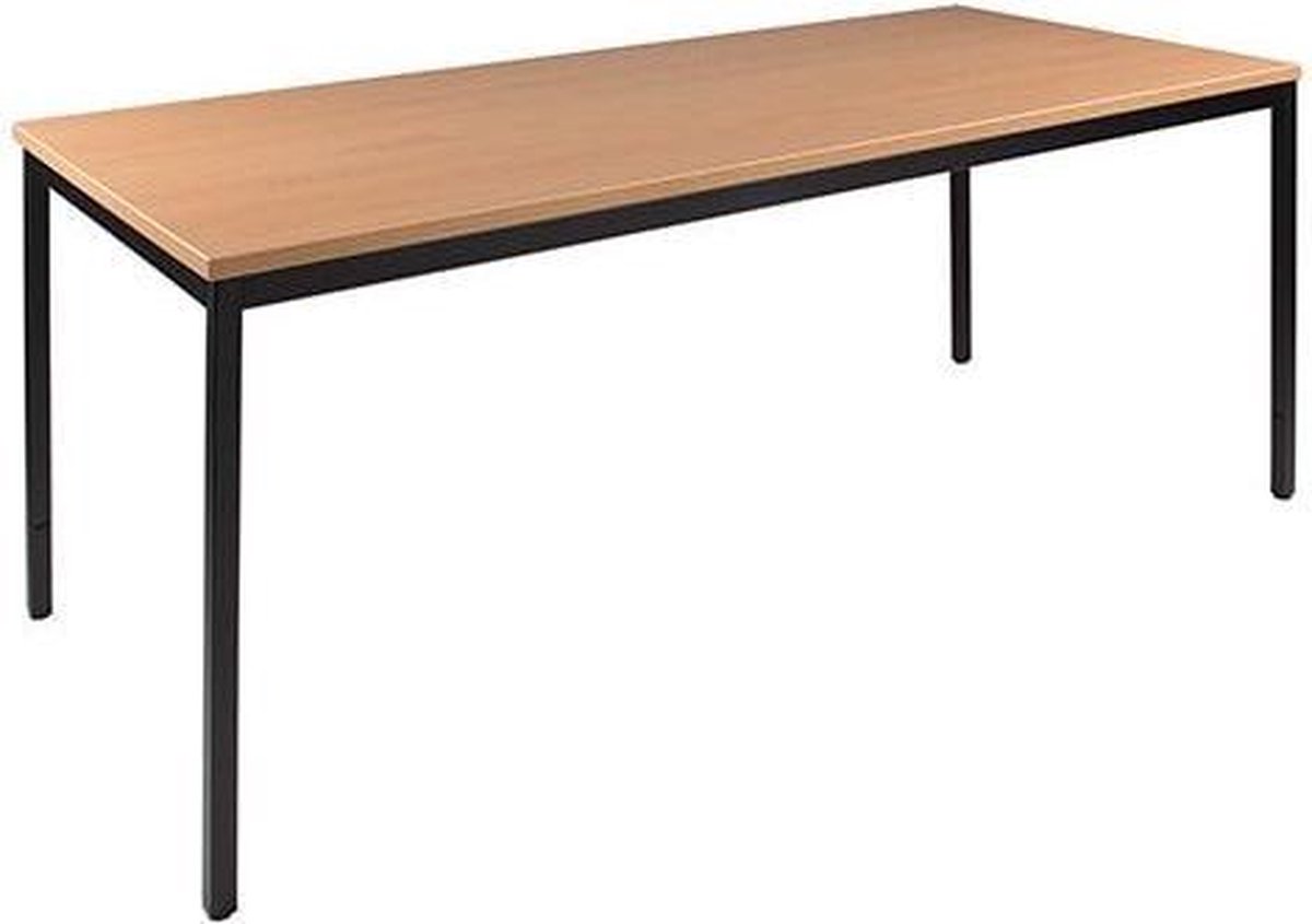Kantinetafel Basic 160cm breed 80cm diep beuken blad zwart frame rechthoekig