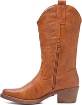 SmileFavorites® Dames Cowboylaarzen met Hak - Imitatieleer - Camel - Maat 38