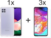 Samsung galaxy A22 5G hoesje siliconen case transparant hoesjes cover hoes - 3x samsung A22 5G screenprotector