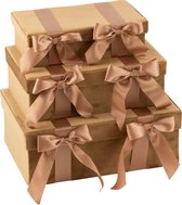 J-Line Set Van 3 Koffers Fluweel/Satijn Oker