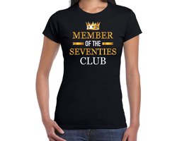 Member of the seventies club cadeau t-shirt - zwart - dames - 70 jaar verjaardag kado shirt / outfit XXL