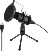 BOTC Professionele USB Microfoon - USB microfoon voor computer PC Laptop - met Popfilter - Tripod statief- zwart-PX000106