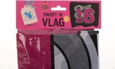 Vlag sweet 16 (95x95cm) - gefeliciteerd 16 - jarig 16 - hiep hiep hoera 16 - vlag16 jaar - 16 jaar - zestien jarig jubileum -