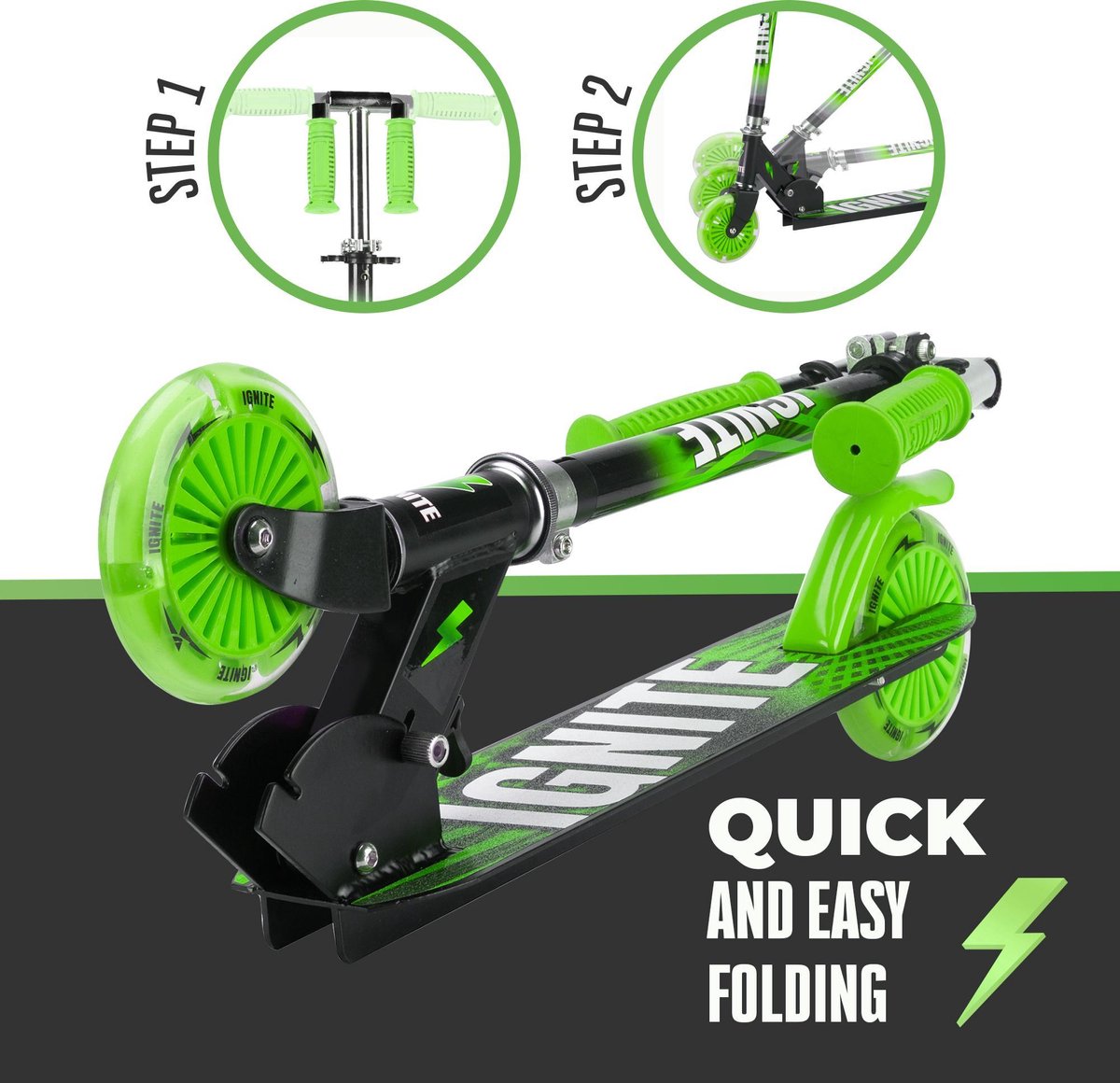 IGNITE Combo Pack- Step met Helm - Knie en Elleboog beschermers - Groen ...