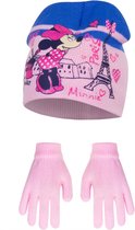 Disney Minnie Mouse muts + handschoenen - roze - maat 52