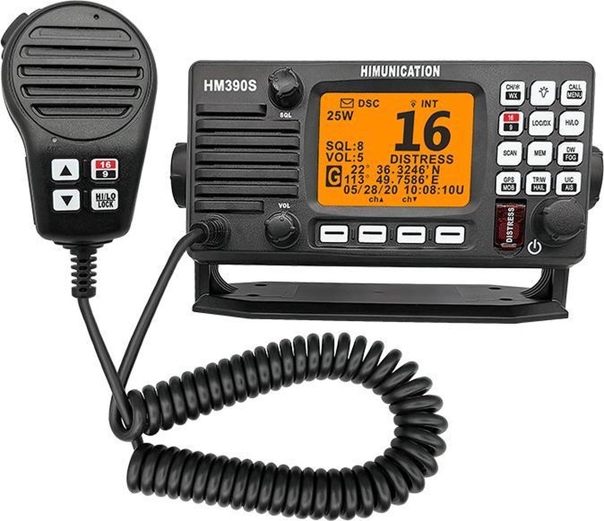 Himunication HM390 Inbouw Marifoon - VDES 2023 - ATIS,DSC,GPS - IP67 - VHF - Zwart
