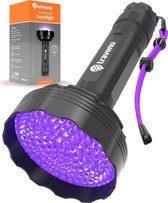 Travenu XXL UV Blacklight Zaklamp met 128 Lampen - Incl. 6 Batterijen - Ultra Violet LED Lamp - Vals Geld Urine Detector - Zwart