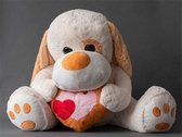 Knuffel hond hart mega 80 cm