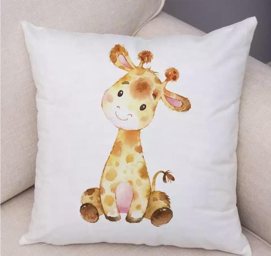 Dieren kussenhoes babykamer - kinderkamer - cartoon style - Giraffe - Sierkussen - 45x45 cm