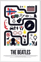 JUNIQE - Poster in kunststof lijst The Beatles -20x30 /Blauw & Rood