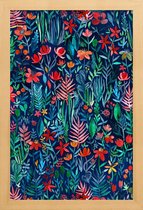 JUNIQE - Poster in houten lijst Tropische inkt - patroon -30x45 /Blauw