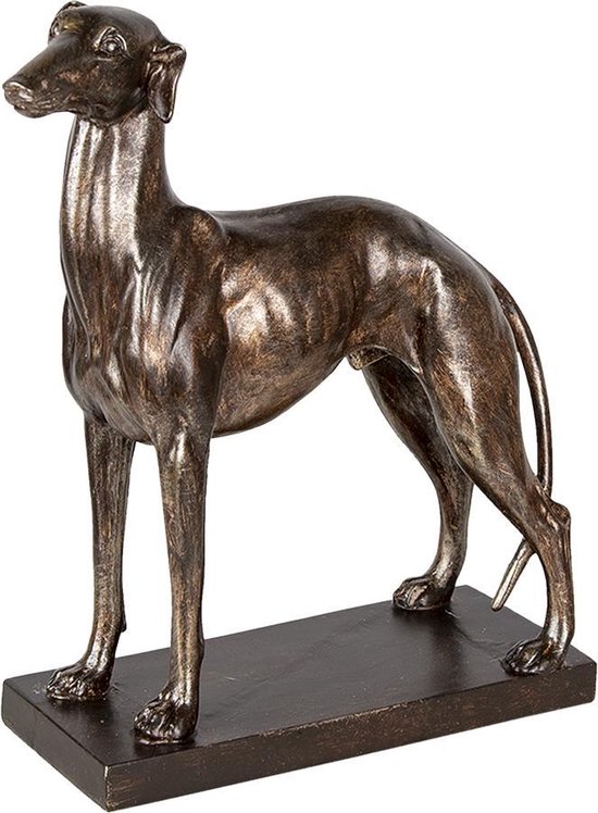 Clayre & Eef Beeld Hond 27x11x31 cm Koperkleurig Bruin Polyresin Woonaccessoires
